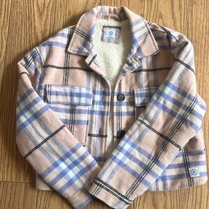 Hurley plaid Sherpa-lined crop jacket sz Med